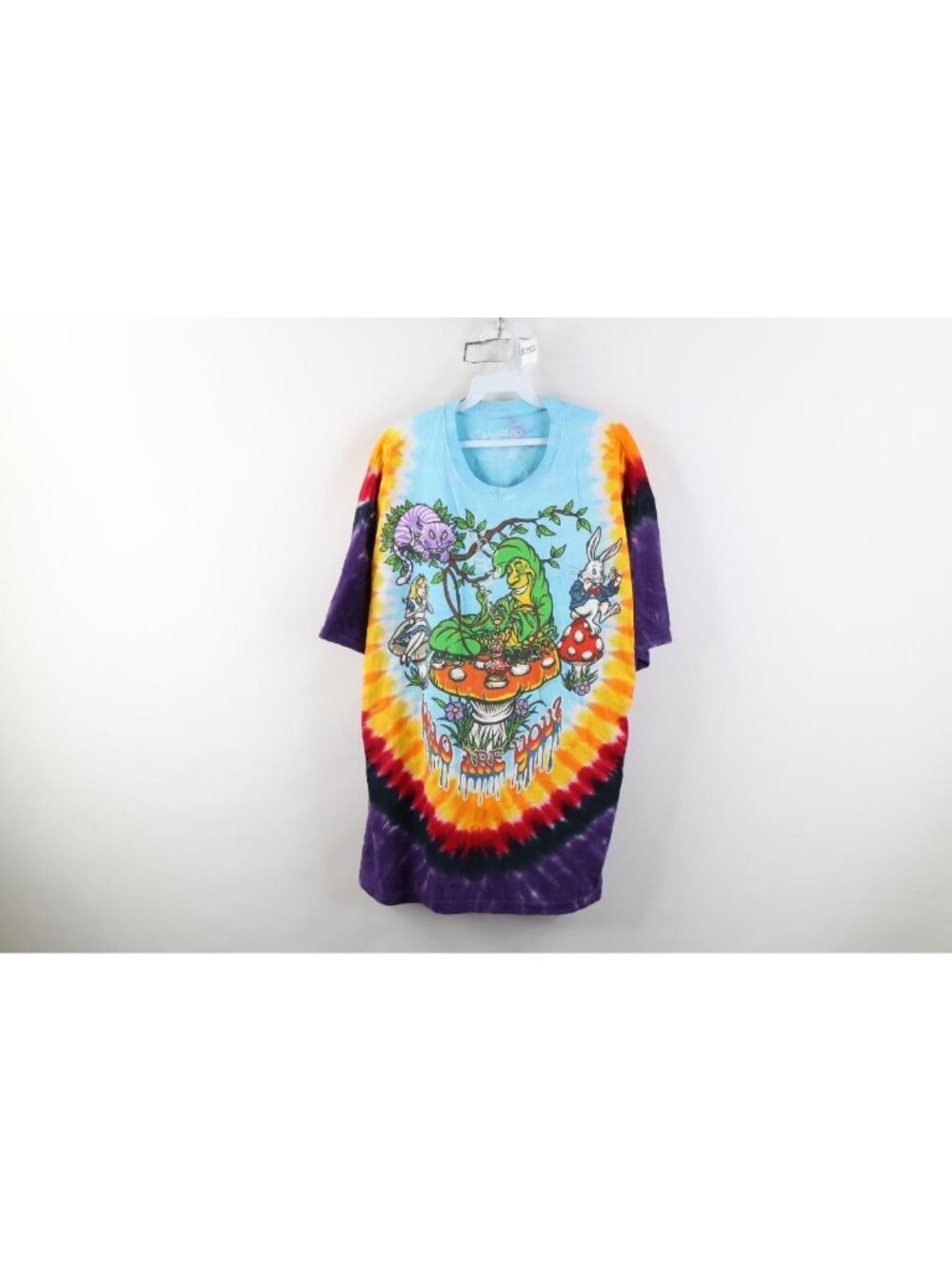 Vtg Y2K Liquid Blue Mens XL Alice In Wonderland Rainbow Tie Dye T-Shirt Cotton